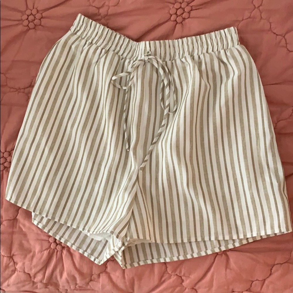 Miami Tan & White Striped Shorts